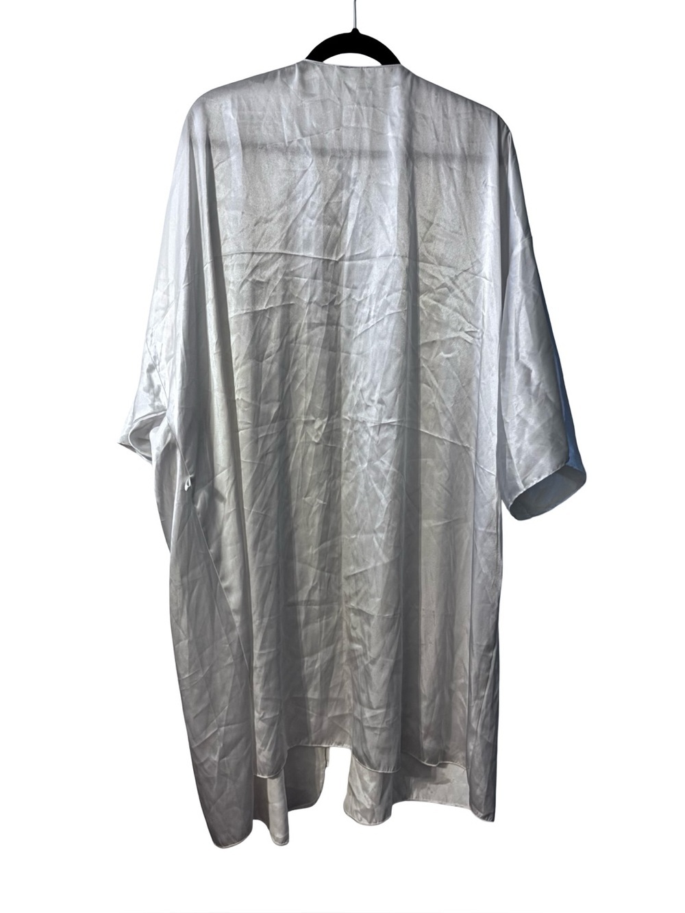 Satin Robe with Gown set with Pearl-Embroidered Floral Trim - Picture 3 of 14